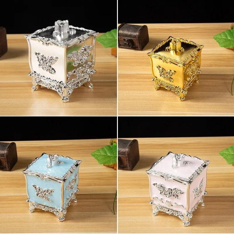 Luxury European Style Plastic Cotton Swab Toothpick Box Living Room Household Retro Cotton Swab Toothpick Sealed Storage Boxs