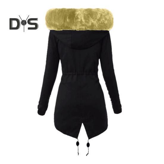 Winter-Daunenmantel, gepolstert mit pelziger Kapuze und Taschen, Reißverschluss, Parka, winddicht, wärmespeichernd, für den täglichen Gebrauch bei kaltem Wetter