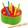 Wooden Catching Worms Game Color Sorting Educational Apple Game  For Toddlers