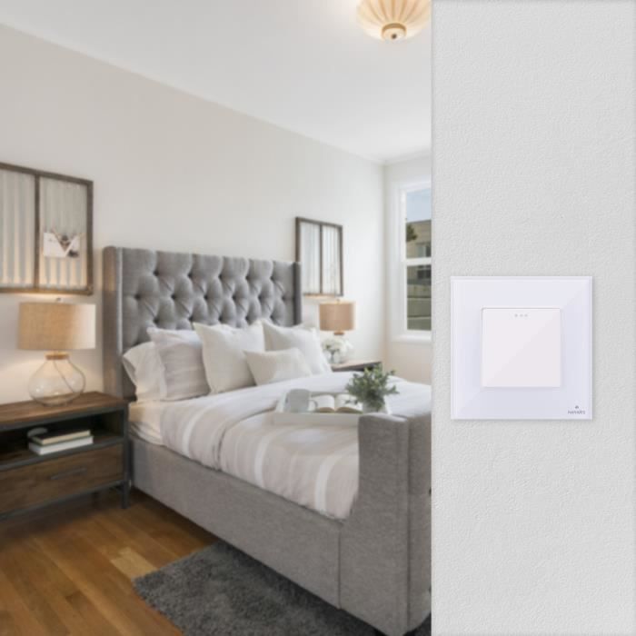 Navaris interrupteur va-et-vient - interrupteur simple encastrable design en verre avec applique murale - bouton va-et-vient pour