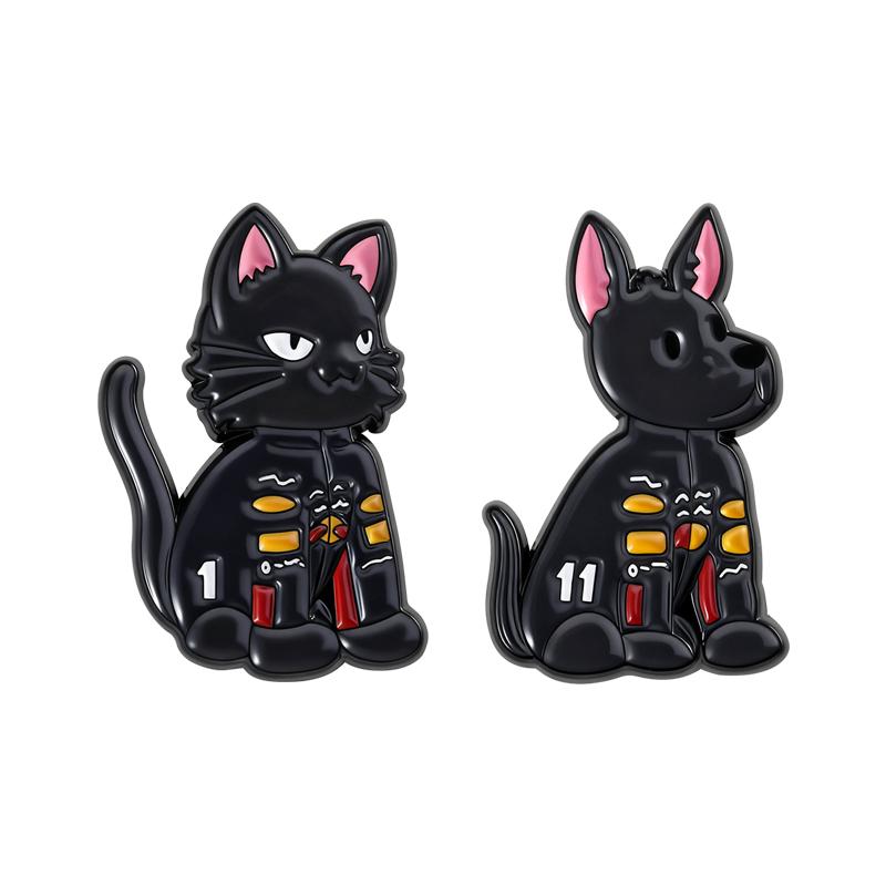 F1 Cat Dog Enamel Pins Cartoon Black Animals Brooches Lapel Badges Clothes Fun Game Jewelry Gift for Kids Friends