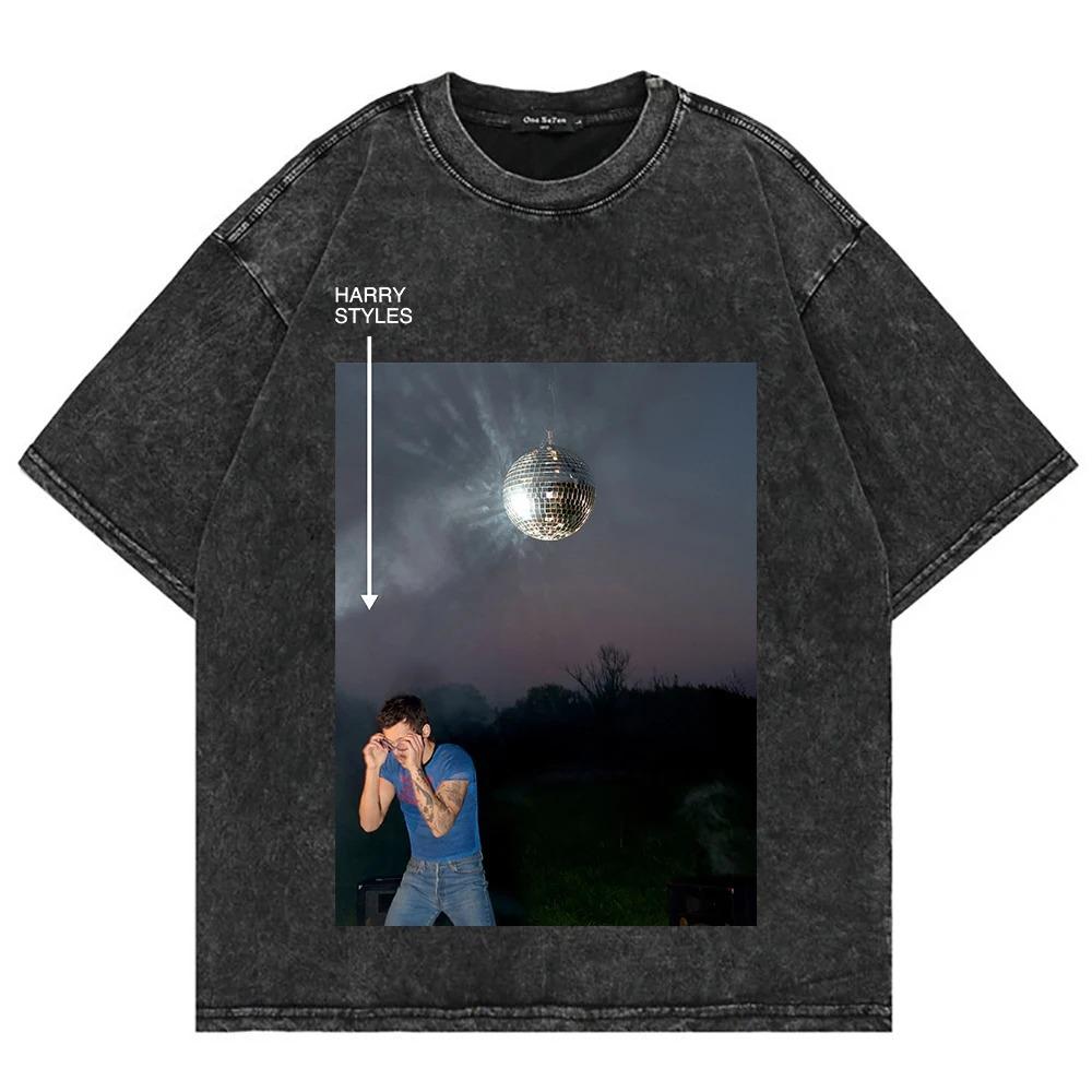 

T Shirt Fashion Men Cotton Vintage Washed Kiss All The Time Disco Occasionally Letter Print Oversize Acid Wash Tees Shirts S