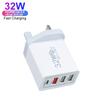 PD QC3.0 4-Port USB Type C UK Wall Charger Adapters 32W Fast Charging for IPhone Portable Travel Adapter