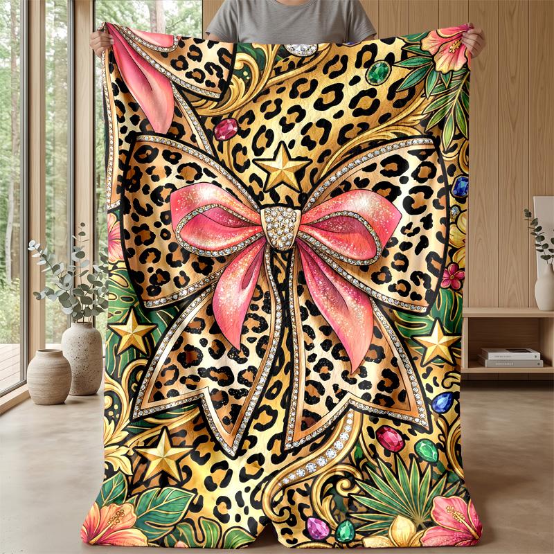 Leopard Print Luxury Clutch 1 Theme blanket Lightweight Warm Flannel Blanket Decorative Throw Blanket for Home Decoration