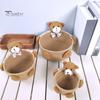 Gentle Color Storage Basket Desktop Basket, Cartoon Plush Bear And Rabbit Rope Decorative Plaid Bow Organizer Shape, Woven for Small Items Jewelry