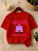 Pink School Bu Slogan Print Kid T Shirt Boys Girls Family Matching Tee Soft Cotton Short Sleeve Children Sweet Daily Casual Wear