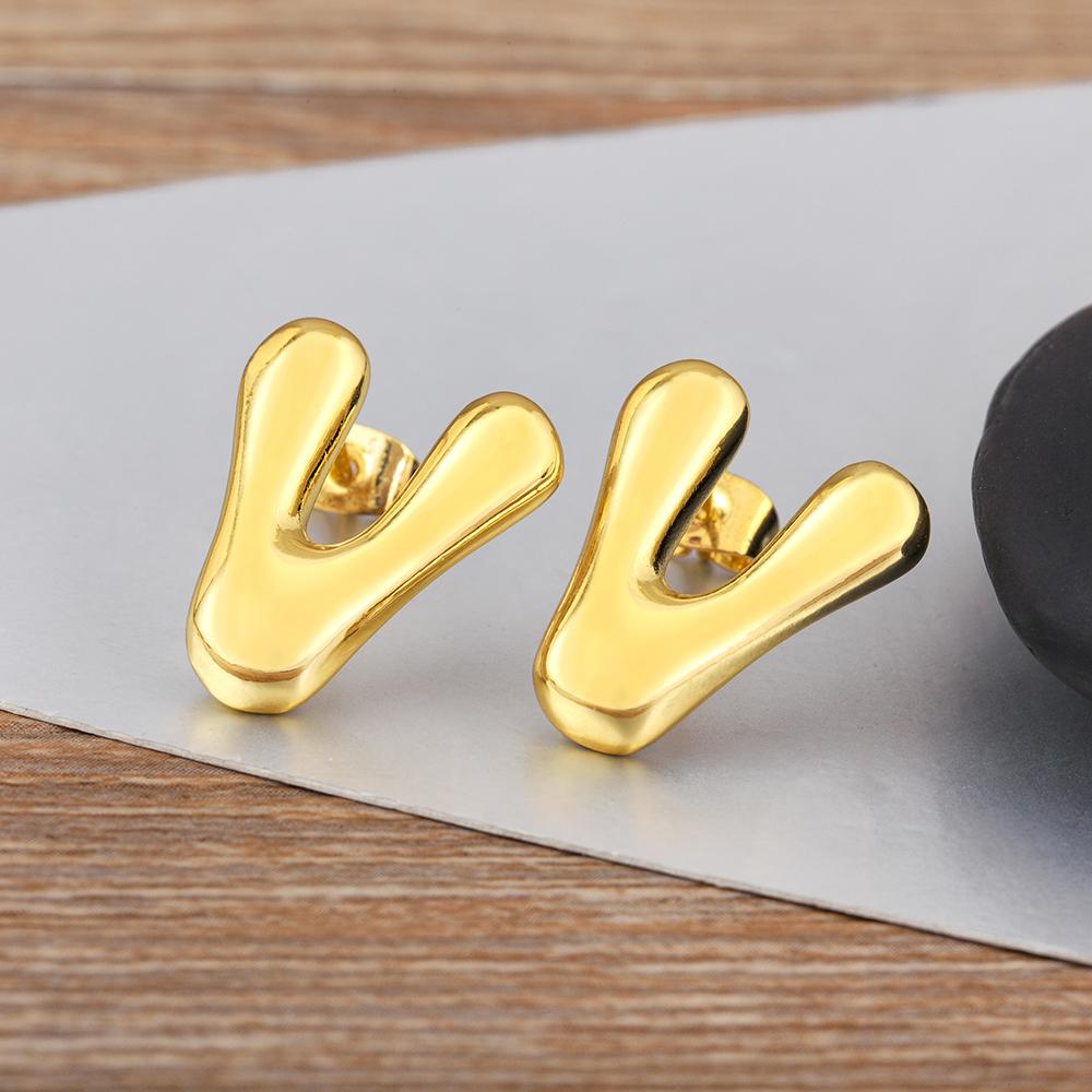 

Nidin New Trendy 26 A-Z Letters Initial Alphabet Stud Earrings For Women Personality Design Ear Jewelry Wholesale Accessories