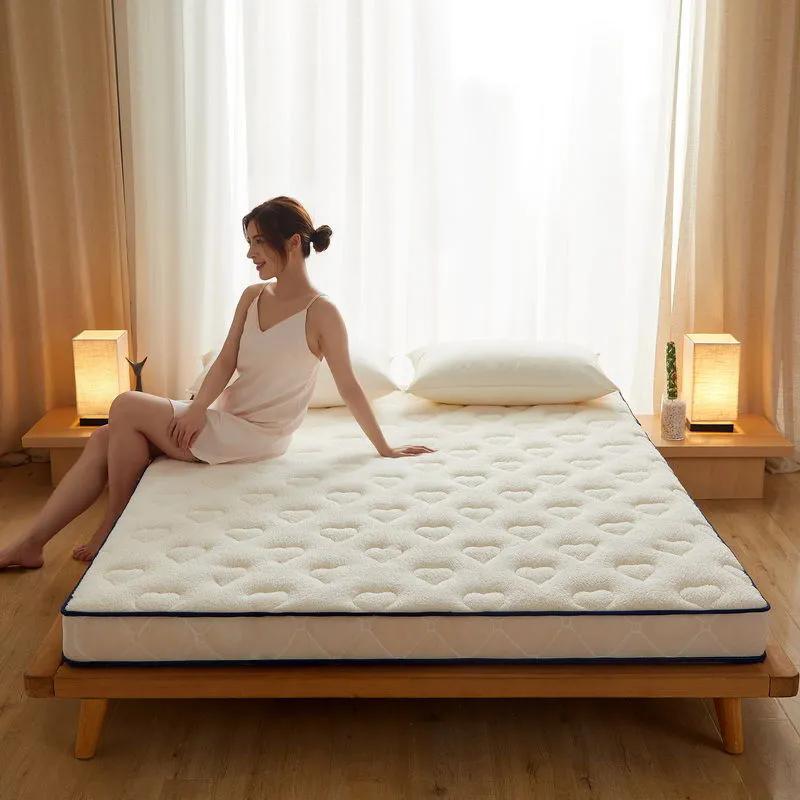 WTEMPO Lamb Wool School Dormitory Bed Mattress Pad Foldable High Quality Soft Mattress Winter Thickened Plush Bedroom Bed Sheet Tatami Plush Pad