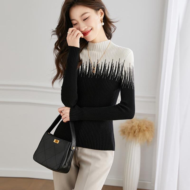 Srcr Women's Semi-High Collar Fine Wool Blend Sweater