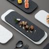 Black White Solid Color Rock Grain Restaurant Rectangular Plate Ceramic Long Plate Sashimi Plate Inventory Heart Sushi Utensils