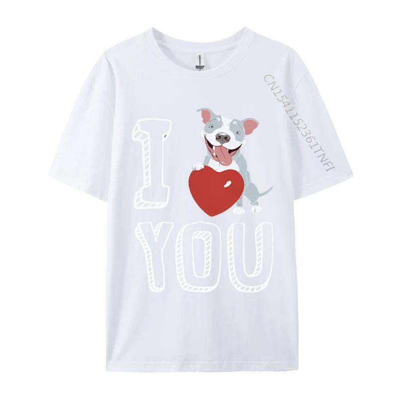 Design I Love You Pitbull Valentine Tshirt Black Customized Tops Shirts Brand New Cotton Mens Top Tshirts S