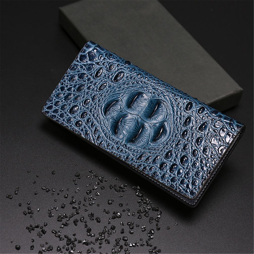 Men's Wallets Business Long Crocodile PU Leather Fashion Thin Wallet Without Zipper 4 Color Card Holder Long Purse Wallets