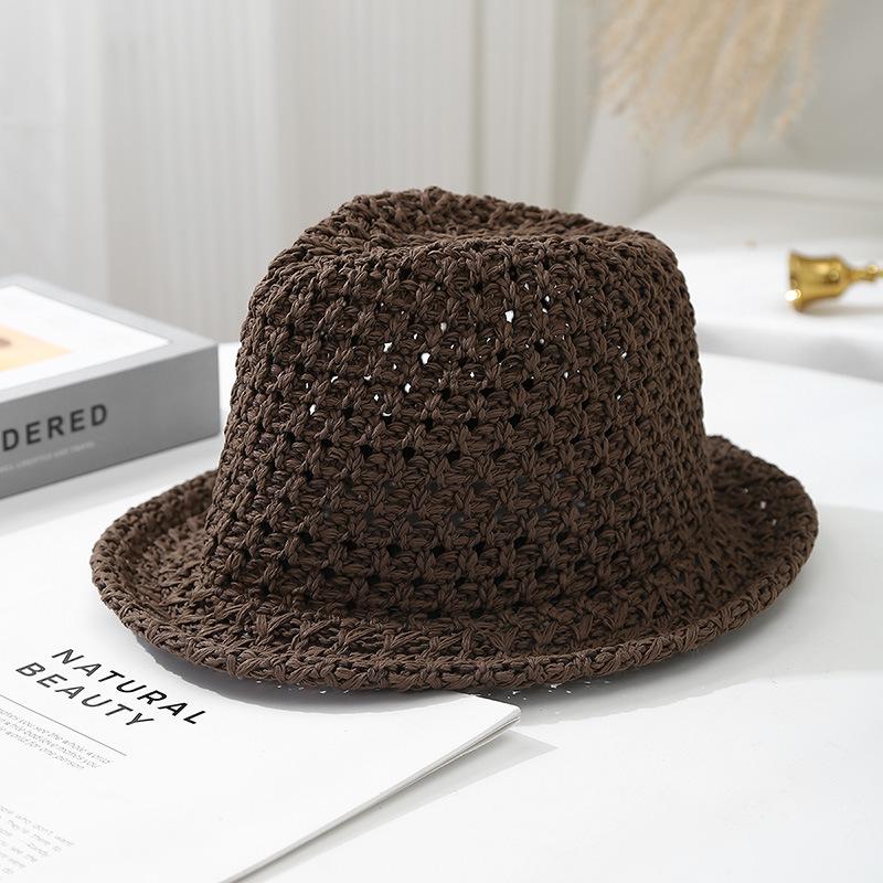 Outdoor 2025 new hollow bucket hat summer breathable sunscreen hat women's thin sunshade quick-drying bucket sun hat straw hat