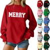 Dammode Casual Långärmad Lös Jultryckt Rundhalsad Pullover Huvtröja Tröja