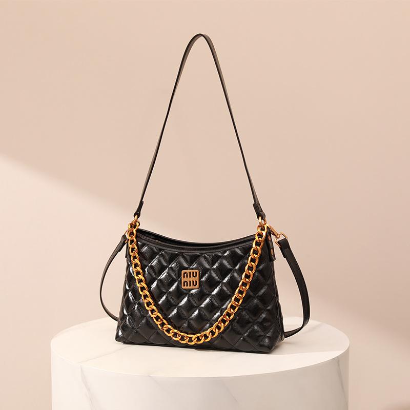 

Французская легкая роскошь, осень-зима, новая сумка-подмышка с бриллиантовой цепочкой для женщин, цвет Майяр, универсальная повседневная сумка через плечо для поездок на работу