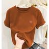 Niche design sense front shoulder cotton short-sleeved t-shirt women's fashion versatile pink top thick bottoming shirt summer