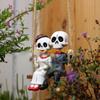 92MF Funny Halloween Couple Skull Swing Hanging Resins Sculpture For Garden Decors