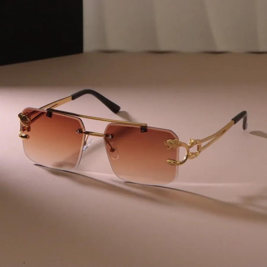 

Metal Rimless Unisex Square Sunglasses Women Men Brand Designer Colorful Sun Glasses Female Male Colors Mirror Other