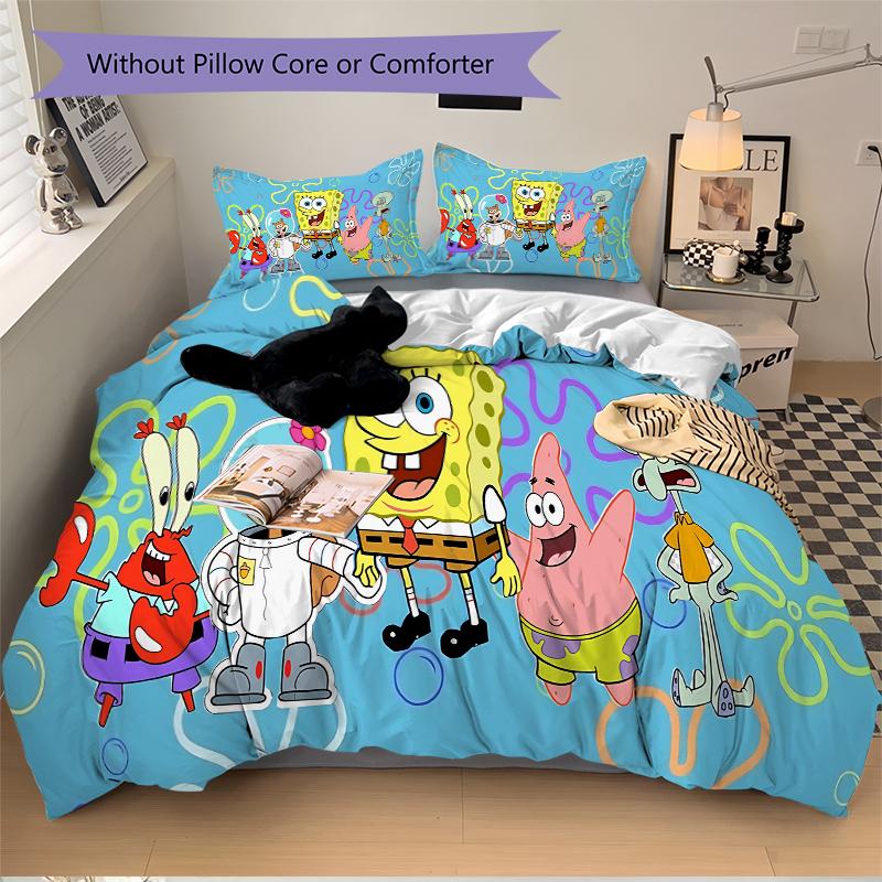3Pcs Spongebob Friends Adventure Bedding Sets For All Sizes New 3D Printed Bed Cover Comforter Duvet Cover Pillowcase Bedroom Decoration