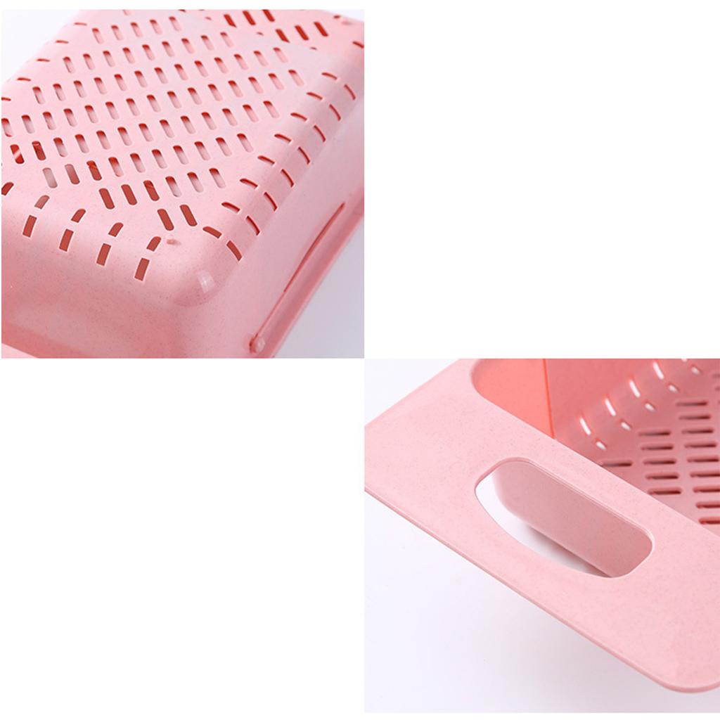 Sink Colander Strainer Basket Household Plastic Stretchable Bowl Drain Storage Rack for Kitchen Pink