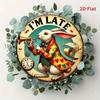 Vintage Metal Wall Art White Rabbit Clock Decor for Cafe