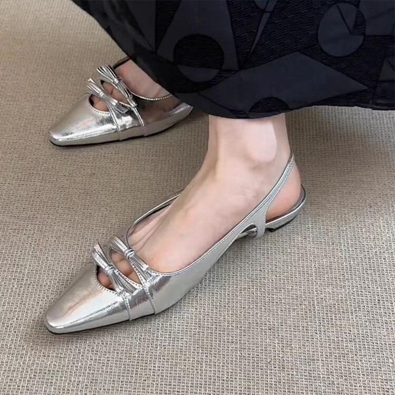 

Модные женские сандалии с острым носком, балетки, лоферы, неглубокая модная обувь, летнее платье, женская обувь 2025, новый тренд, Лолита Мухер Сапатос 40 серебряный