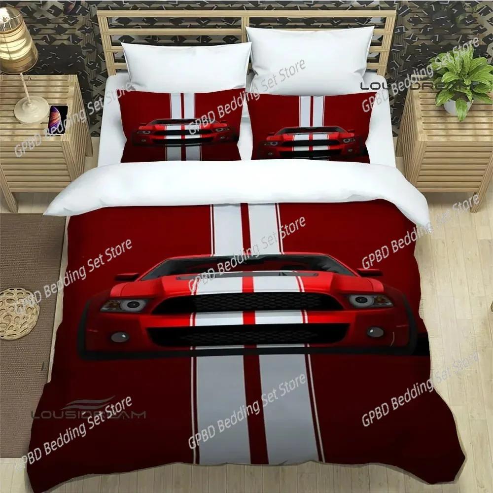Mustang Car Logo Comfortable Duvet Quilt Cover Pillowcase Bedding Set Children Bedroom Decoration Home Textile