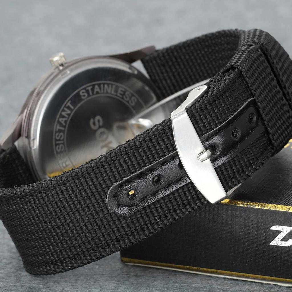 Watches Military Calendar Luminous Analog Waterproof Nylon Strap Simple Large Dial Simulated Quartz Watch Fashion Watch Birthday Christmas Day Gift