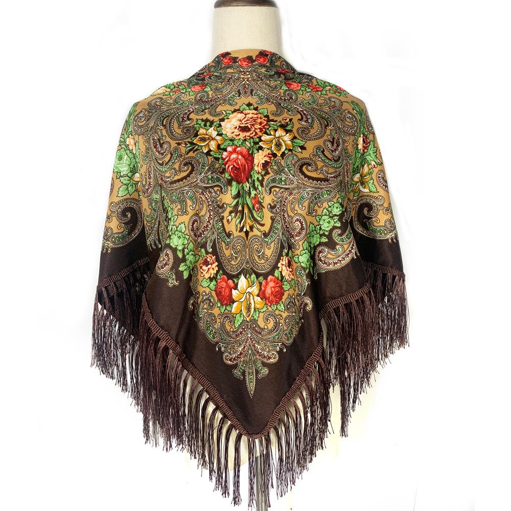 Damen Ethno-Print Warmer Schal Stola - Herbst/Winter Quadratisches Muslimisches Kopftuch