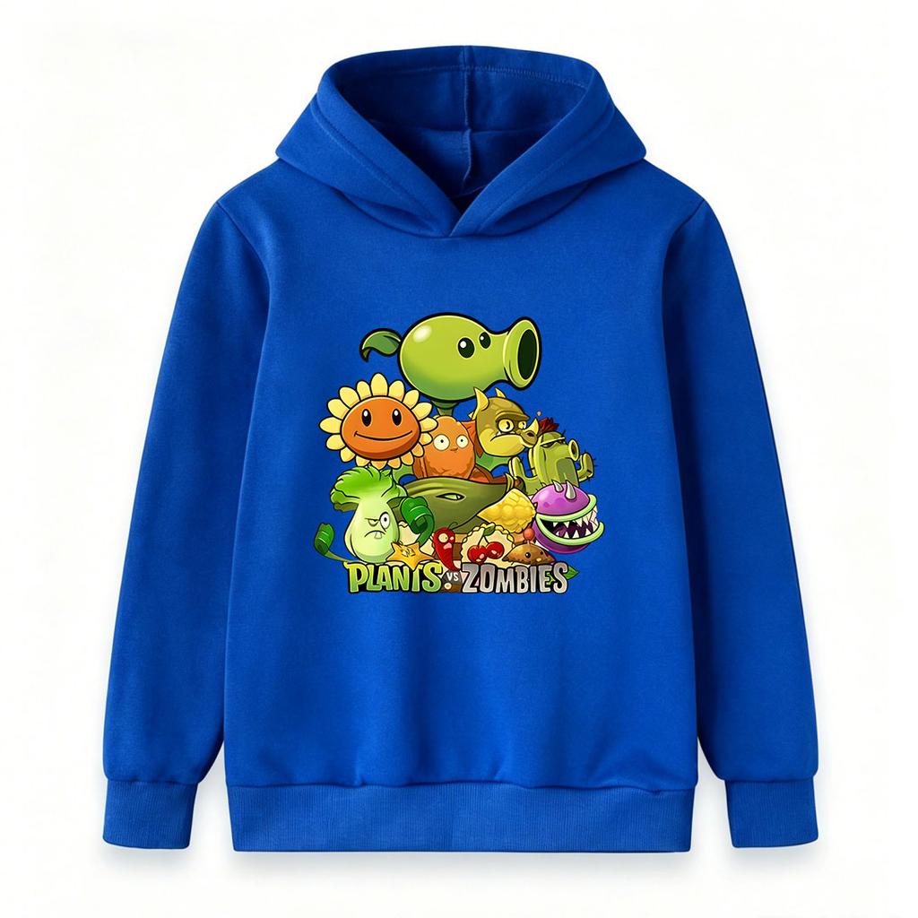 Kids Boys Girls Hooded Sweatshirt, Cartoon Plants Game Character Print Casual Pullover Hoodie, Soft Comfortable Long Sleeve Tops for Children Daily We