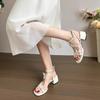 Soft leather version~ bow sandals women's 2025 summer new French summer with skirt super fire thick heel high heels