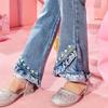 Girls' Embroidered Flared Jeans