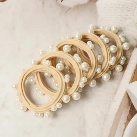 

5 шт. резинки-скранчи с жемчужными резинками для волос с жемчугом для хвостика, резинки для волос для женщины, эластичные повязки на голову, спортивные аксессуары для волос
