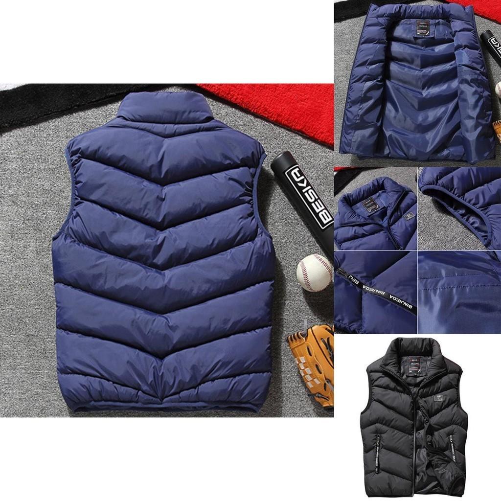 Fashionable Mens Quilted Coat Vest Waistcoat Parka With Solid Pattern And Regular Fit