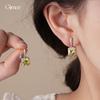 18k real gold electroplated zircon square pendant earrings, European and American earrings, earrings.