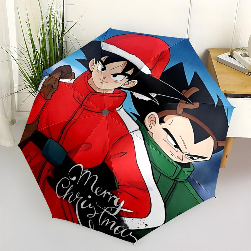 1pc Dragon Ball Christmas Goku and Vegeta Automatic Open/CloseUmbrella, Portable Compact Umbrella for Men & Women I032