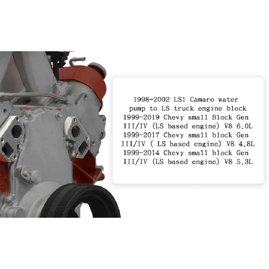 LS Water Pump Spacers Kit Adapter Swap Kit Compatible with Camaro LQ4 LS1 5.3l LSX LQ9 LS6 L33 LS2 Engine Series