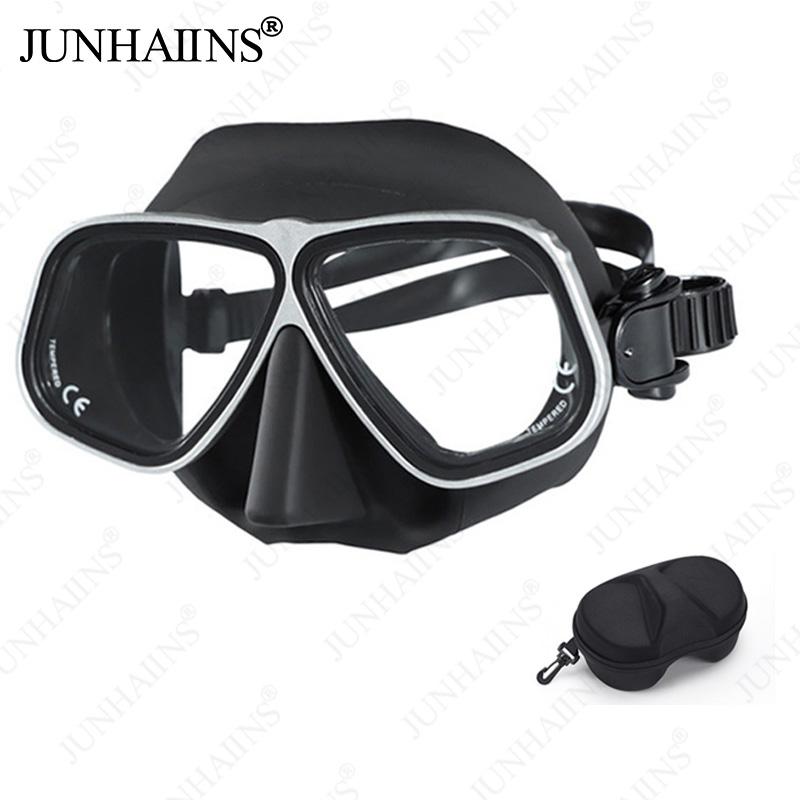 JUNHAINS Free Diving Mask Low-Capacity Aluminum Alloy Glasses Frame Wet Breathing Tube Snorkel Set For free diving, snorkeling