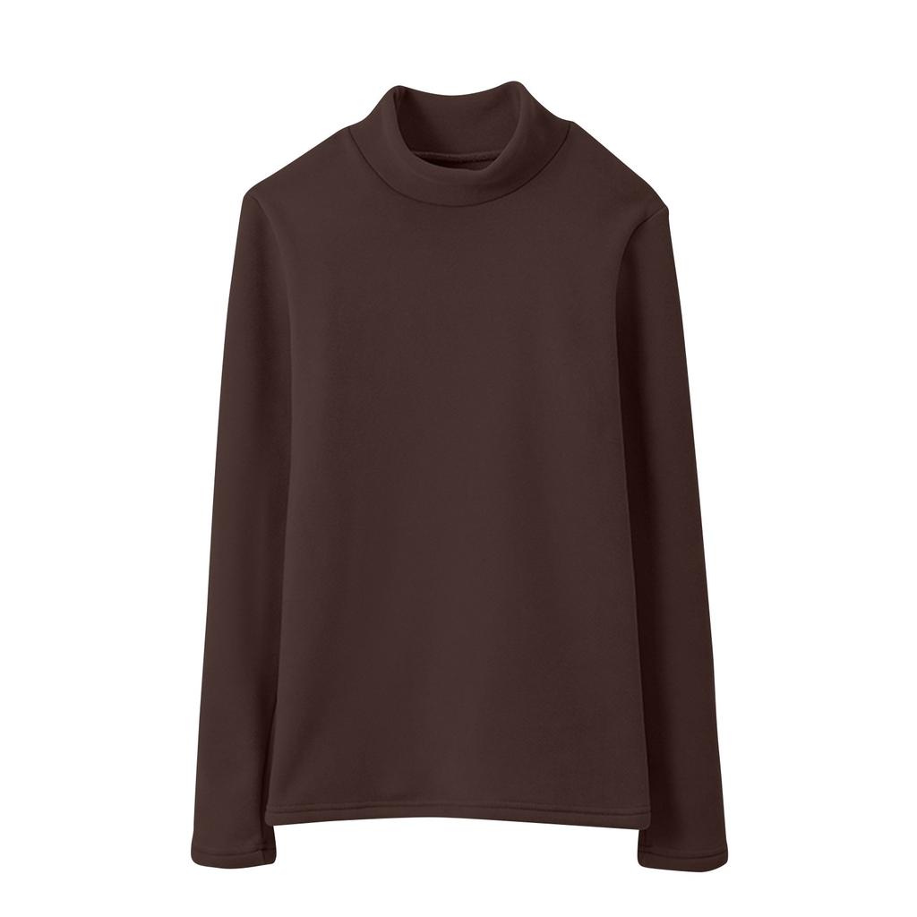 Women's Fashion Winter Solid Colour Long Sleeve Fleece Thickened Top