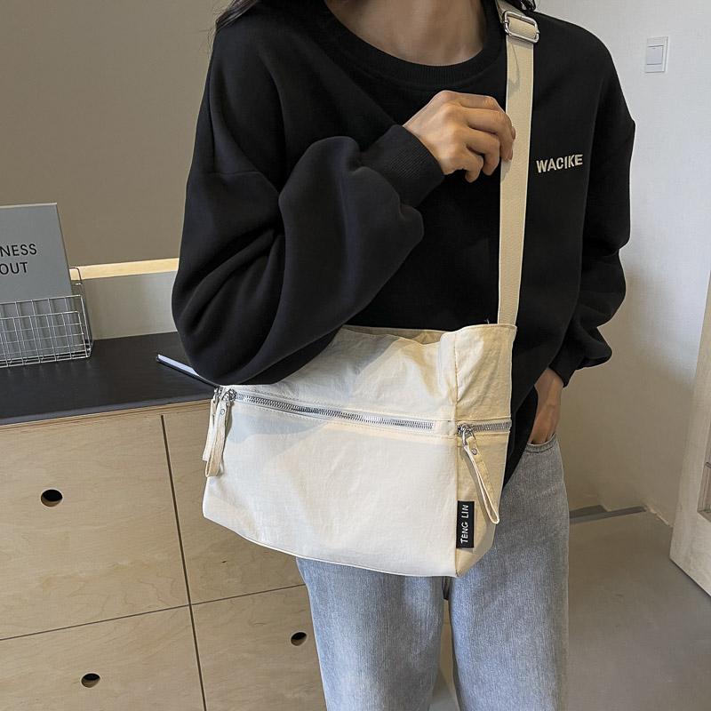 Dámská crossbody taška jednobarevná taška přes rameno sportovní studentská taška do třídy taška s více kapsami