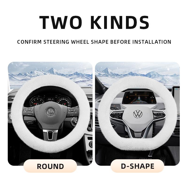 Suitable for Volkswagen Plush Steering Wheel Cover, Autumn and Winter Warm Non-Slip Protective Cover, Golf Tiguan Polo T-Roc Jetta Id.4 Id.3 Atlas