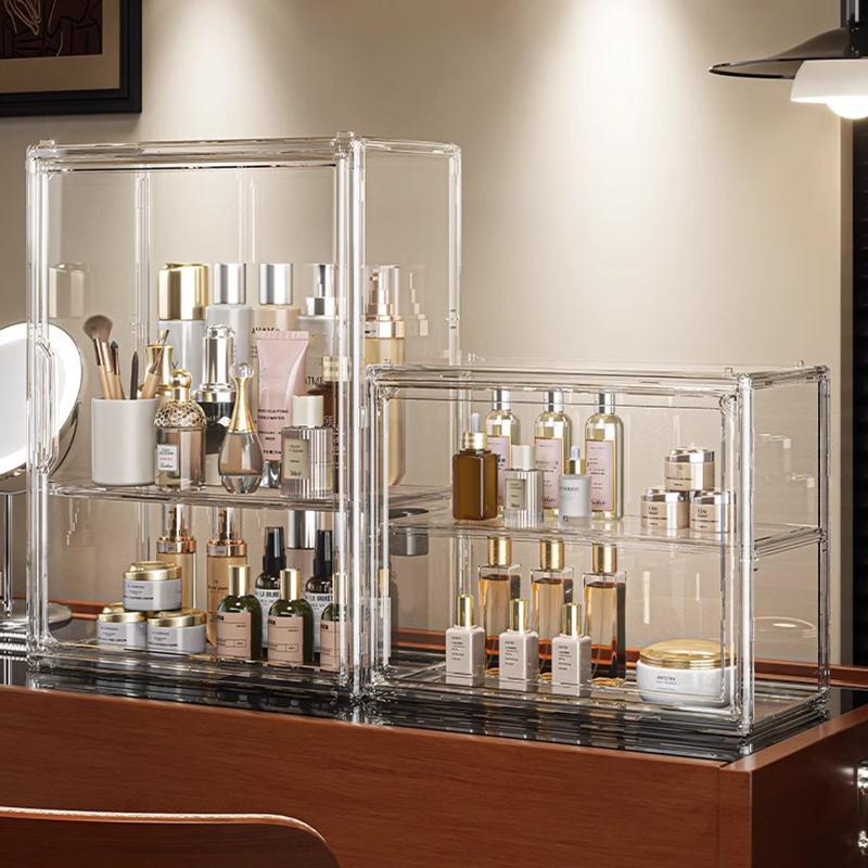 Organisateur de Maquillage en Acrylique Transparent et Grand avec Couvercle Tiroirs de Rangement Cosmétique Boîte Organisateur de Rangement en Acrylique avec Porte Magnétique