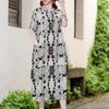 Vestido largo estampado Vintage para mujer, vestido holgado de talla grande de manga corta a la moda, vestido elegante para mujer, ropa Vintage de verano