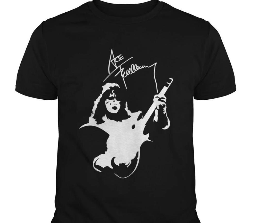 Vintage Ace Frehley Signature For Fans Cotton Black All Size Unisex Shirt Unisex T-Shirt M