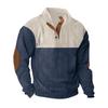 Übergröße Herbst- und Winter Herren Casual Color Blocking Revers Sportpullover Kord Stehkragen Oberteile