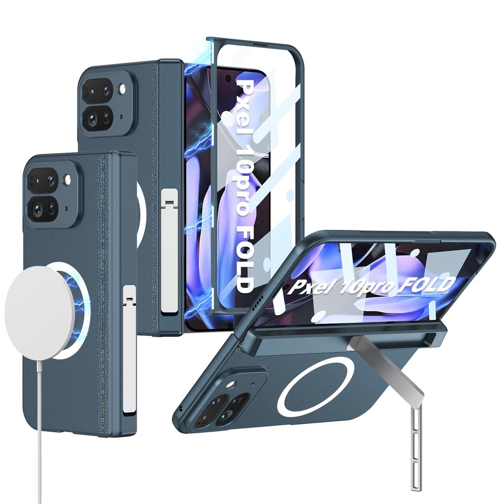 GKK For Google Pixel 10 Pro Fold Magnetic Case Hinge Protection PC+Tempered Glass Kickstand Phone Cover
