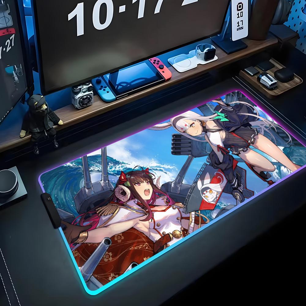 azur lane Mouse Pad RGB Gaming Mousepad Big LED Pad PC Desk Mat Luminous Mouse Pad Large Keyboard Mats Table Rug With Backlit