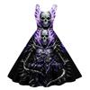 Women's Halloween Printed Off-Shoulder Spaghetti Strap Dress for Party and Costume