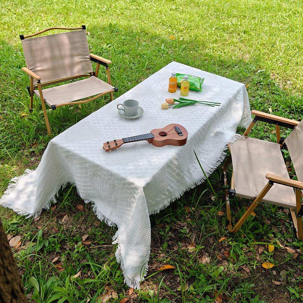 French White Picnic Mat Shooting Photography Background Cloth High-End Coffee Table Dining Table Cloth Cabinet Cover Towel