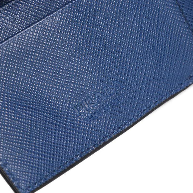 Prada Logo Full Card Slot Design Leather Wallet Men Wallets Black Blue 2MO912-2EGO-F0UDN